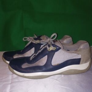 Prada Pre-owned stylish Blue and Cream Sneakers Size 10